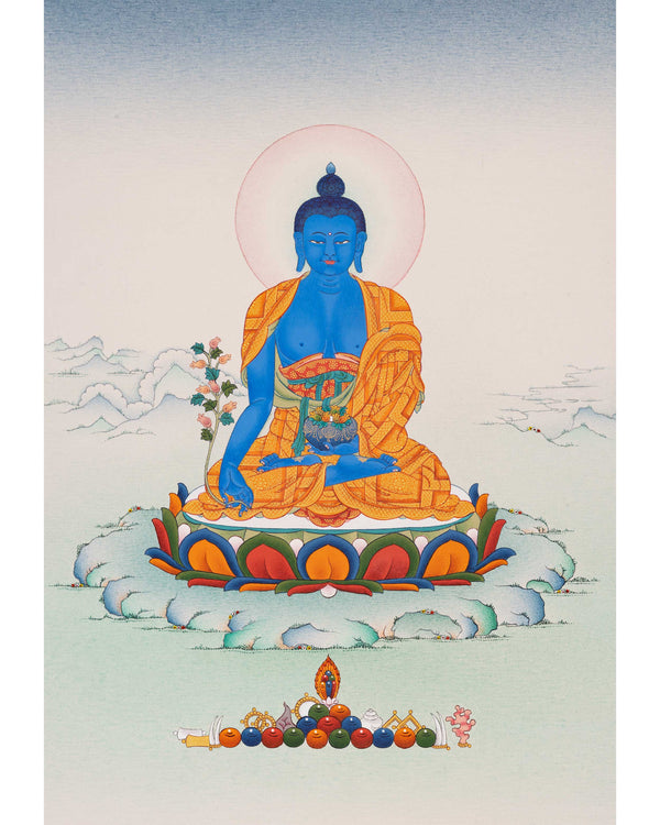 Blue Medicine Buddha Thangka | Bhaisajyaguru Tibetan Art