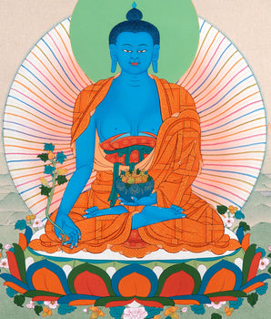 Medicine Buddha Thangka | The Healer For all Beings | Buddhist Deity