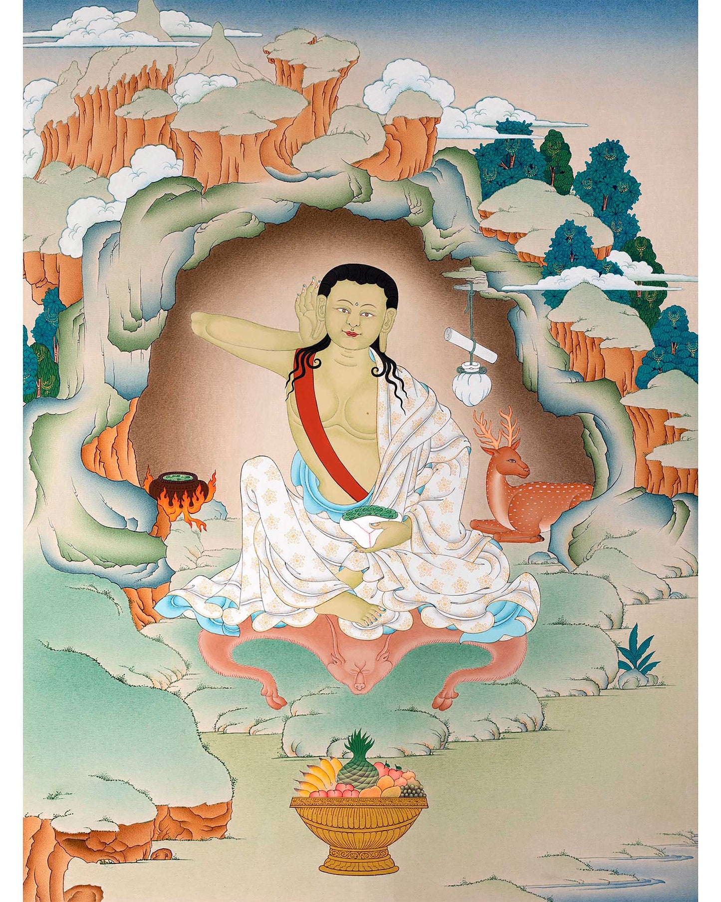 Milarepa Thangka | Tibetan Buddhist Master Painting