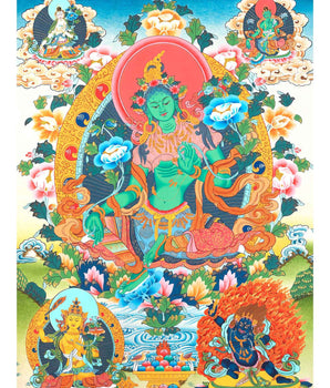 Mother Green Tara Thangka Painting