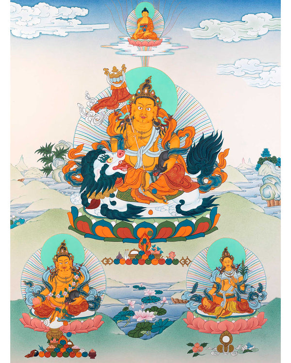 Namtoshe Thangka | Jambala Vasundhara | Tibetan Buddhist Wealth Deities