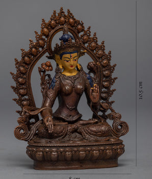 Machine-made White Tara Practice Sculpture | Tibetan Buddhist Deity Gold Gilded Statue