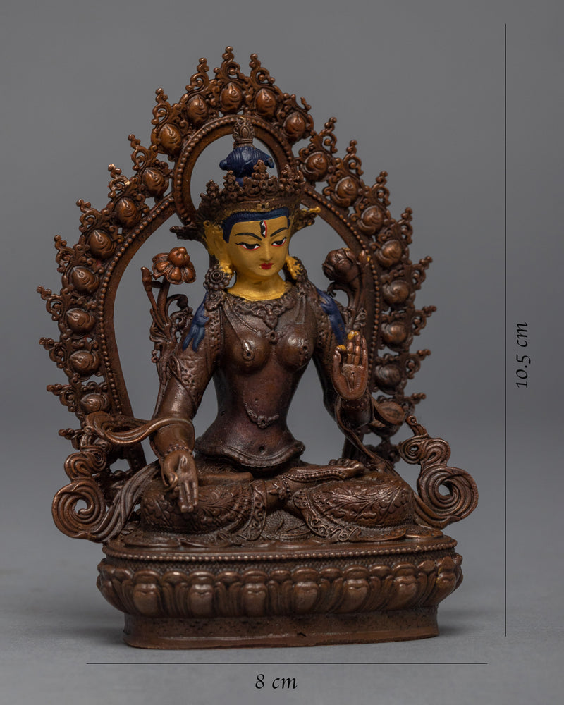 Machine-made White Tara Practice Sculpture | Tibetan Buddhist Deity Gold Gilded Statue