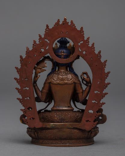 Copper Manjushri Statue | Bodhisattva Alovakiteshvara Miniature Sculpture