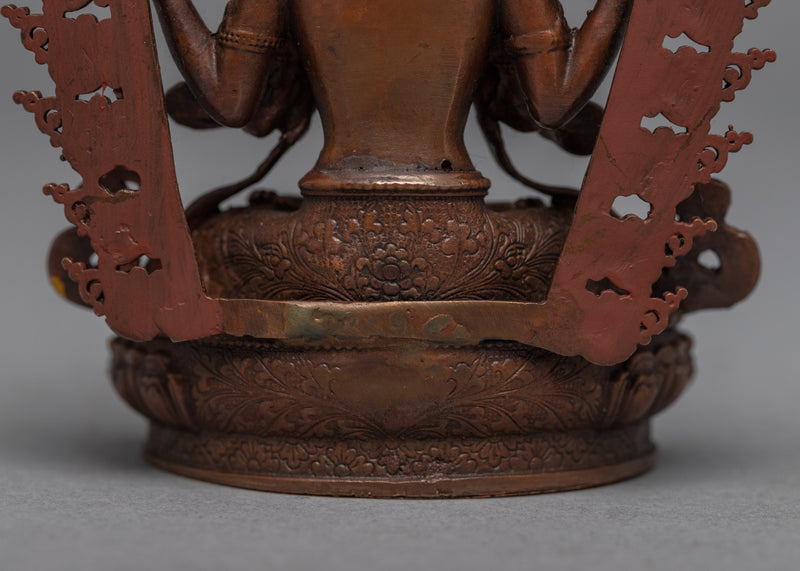 Copper Manjushri Statue | Bodhisattva Alovakiteshvara Miniature Sculpture