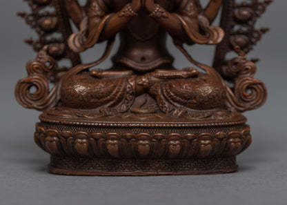 Copper Manjushri Statue | Bodhisattva Alovakiteshvara Miniature Sculpture