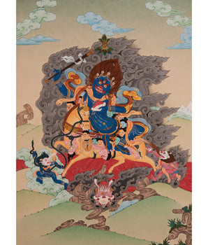 Palden Lhamo Prayer Thangka | Hand-Painted Buddhist Deity Painting