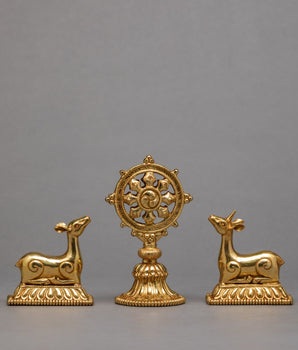 Sculpture Of Two Deer and Dharmachakra