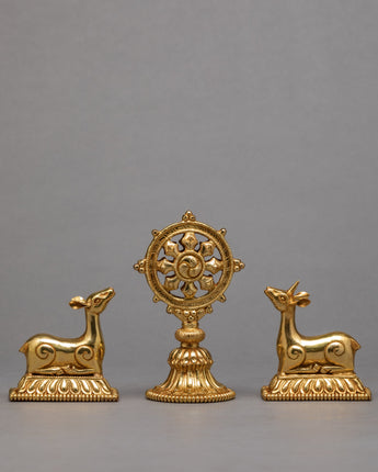 Sculpture Of Two Deer and Dharmachakra