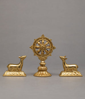  Wheel Of The Law And A Pair Of Crouching Deer