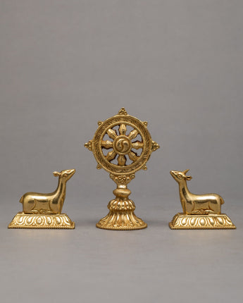  Wheel Of The Law And A Pair Of Crouching Deer