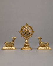  Wheel Of The Law And A Pair Of Crouching Deer
