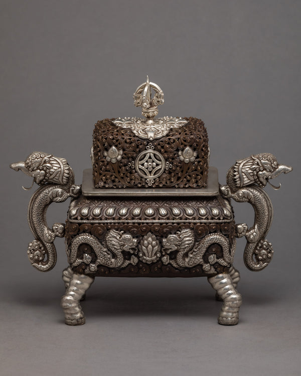 Buddhist Incense Burner | Plated With Sliver | Ritual Items