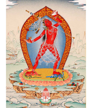 Red Dakini Vajrayogini Thangka Painting | High-Quality Tibetan Art