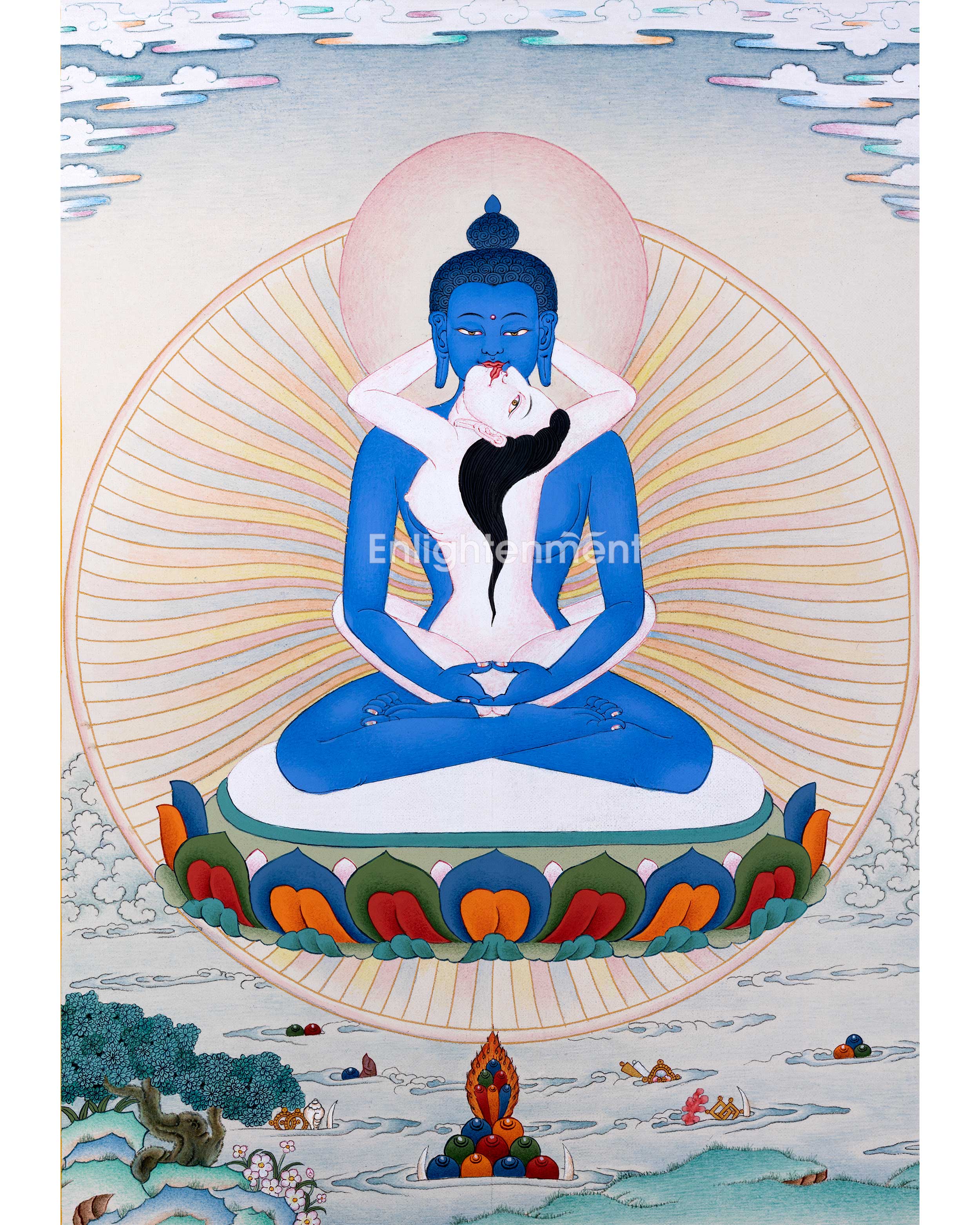 Samantabhadra With Samantabhadri Thangka |  Hand-painted Thangka for Inner Harmony