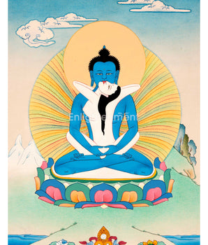 Samantabhadra -Consort Samantabhadri Thangka Art | Traditional Himalayan Tibetan Art