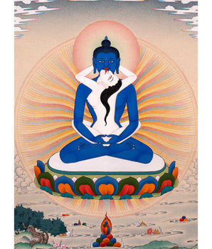 Samantabhadra And Samantabhadri Hand Painted Thangka | Himalayan Buddhist Sacred Art
