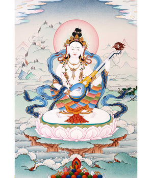 Mother Saraswati Thangka, Tibetan Art of Dakini