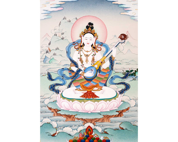 Mother Saraswati Thangka, Tibetan Art of Dakini