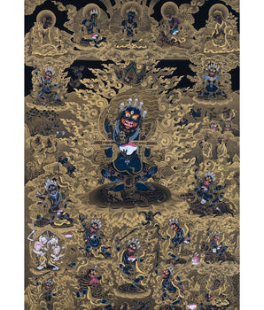 Sakya Mahakala with His Retinues and Sakya Masters, A complete Set of Mahakala Thangka