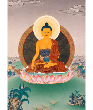 Historical Buddha Shakyamuni Thangka | Traditional Tibetan Buddhist Art