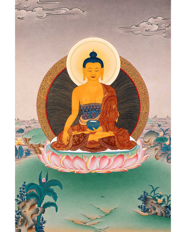 Historical Buddha Shakyamuni Thangka | Traditional Tibetan Buddhist Art