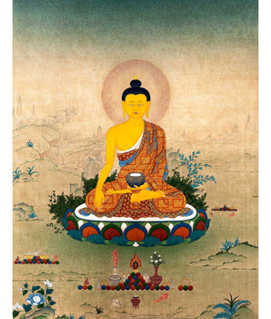 Shakyamuni Buddha Thangka | Traditional Karma Gadri Art