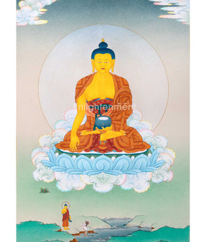 Shakyamuni Buddha Wall Art Decor Thangka Painting | Tibeta Himalayan Thangka Art On Cotton Canvas