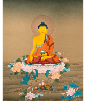 Traditional Buddha Shakyamuni Thangka | Tibetan Karma Gadri Art
