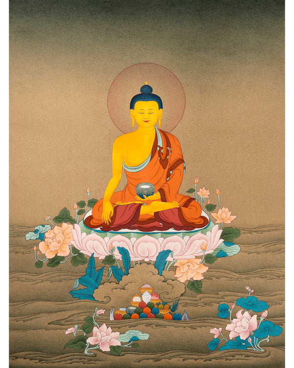 Traditional Buddha Shakyamuni Thangka | Tibetan Karma Gadri Art