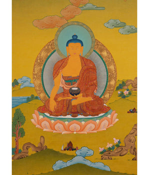 Buddha Gautama Siddhartha Thangka Painting |  Traditional Tibetan Bodhisattva Art