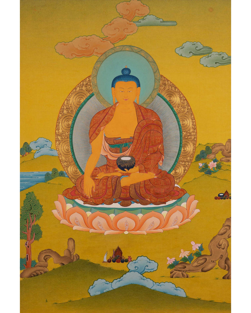 Buddha Gautama Siddhartha Thangka Painting |  Traditional Tibetan Bodhisattva Art