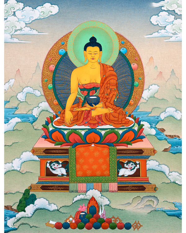 Buddha Shakyamuni Thangka | Traditional Tibetan Art