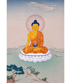 Namo Shakyamuni Buddha Thangka | Hand Painted Art for Meditation