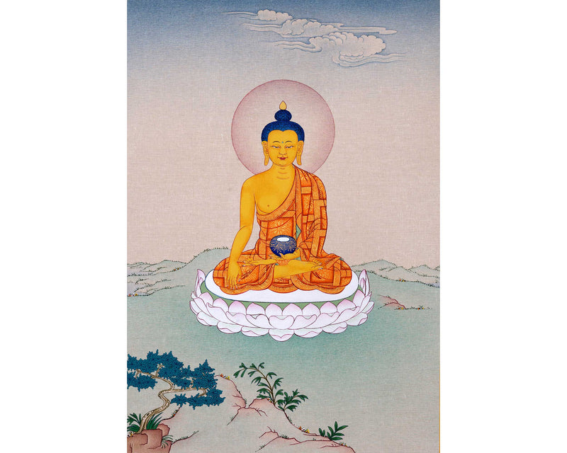 Namo Shakyamuni Buddha Thangka | Hand Painted Art for Meditation