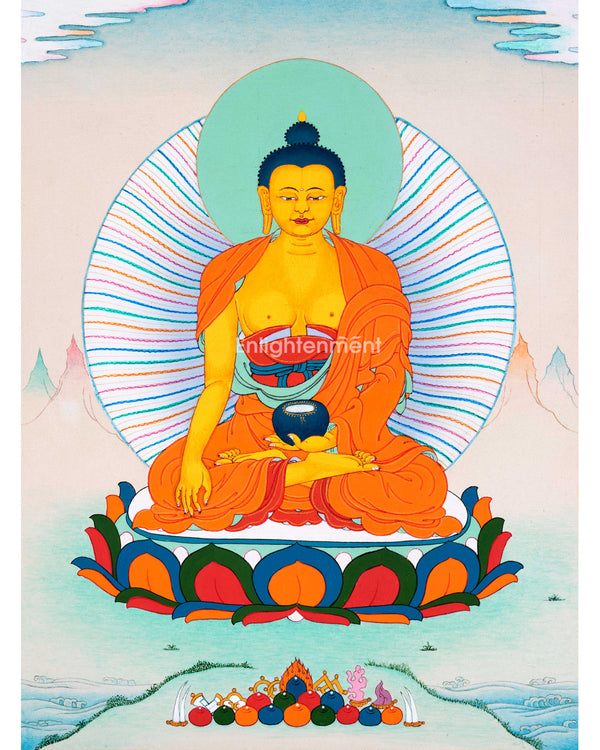 The Path to Liberation: Shakyamuni Buddha Thangka | Handpainted Sacred Tibetan Art