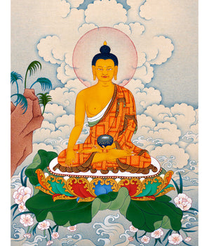 Shakyamuni Buddha Thangka | Natural Stone Color Painting