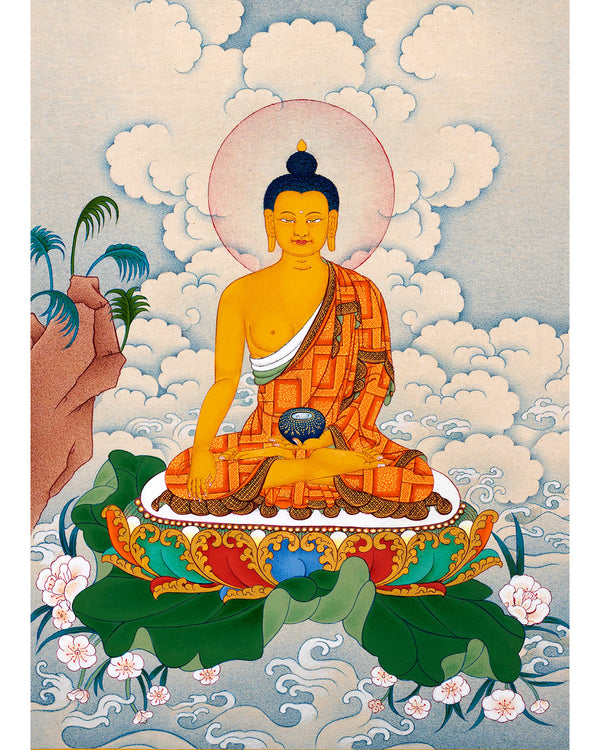 Shakyamuni Buddha Thangka | Natural Stone Color Painting