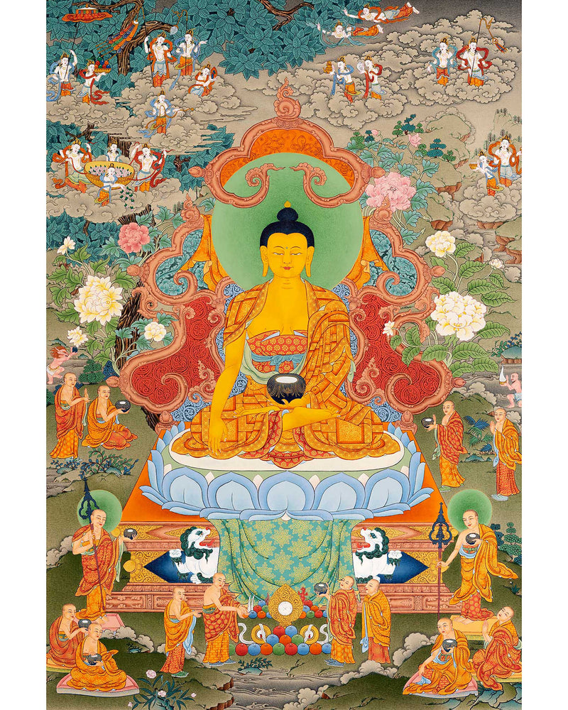 Tibetan Shakyamuni Buddha Thangka | Hand Painted Art for Meditation