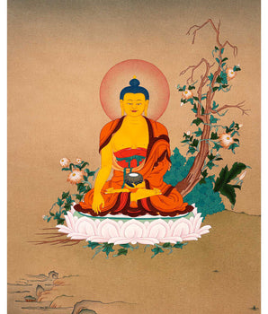 Shakyamuni Buddha Art, Tibetan Thangka Hand painted in Enlightenment Studio