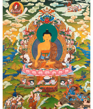 Gautam Buddha Siddhartha Thangka | Shakyamuni Buddha Art For Mindfulness