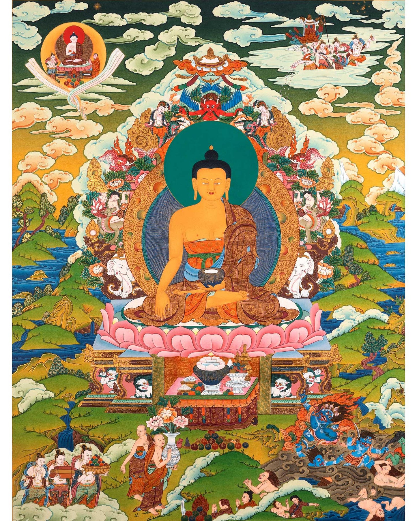 Gautam Buddha Siddhartha Thangka | Shakyamuni Buddha Art For Mindfulness