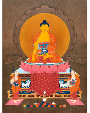 Tibetan Buddha Shakyamuni Painting | Himalayan Art of Gautama Buddha | Traditional Thangka Paiting