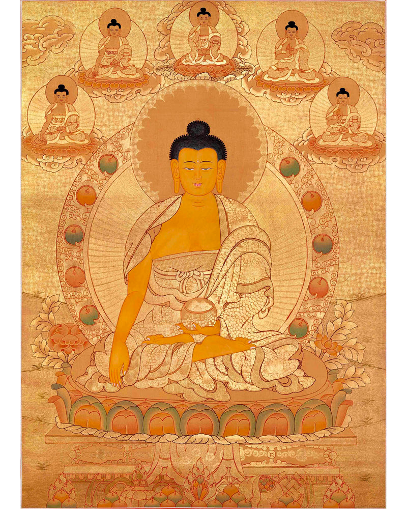 Gold Style Shakyamuni Buddha Thangka