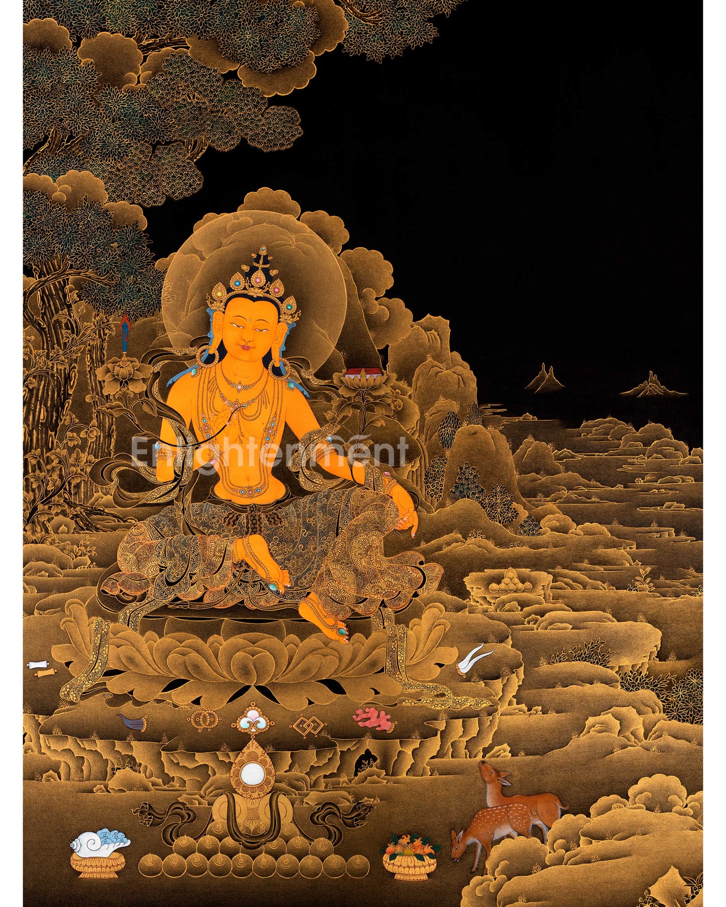 Acrylic Bodhisattva Manjushri Thangka | Tibetan Buddhist Art