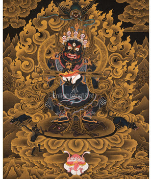 Hand-Painted Himalayan Thangka Of Sakya Mahakala | The Protector Of the Dharma