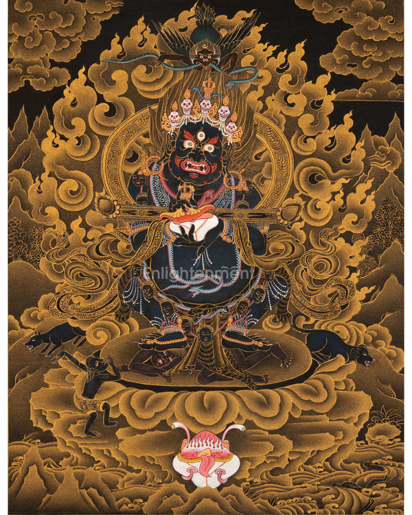 Hand-Painted Himalayan Thangka Of Sakya Mahakala | The Protector Of the Dharma