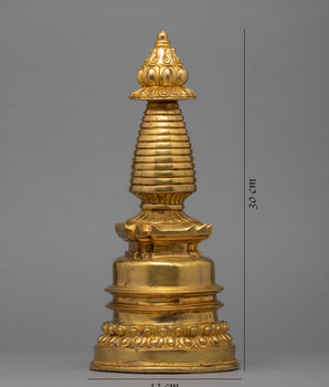24K Gold Plated Stupa | Kadampa Style Stupa | Religious Decors