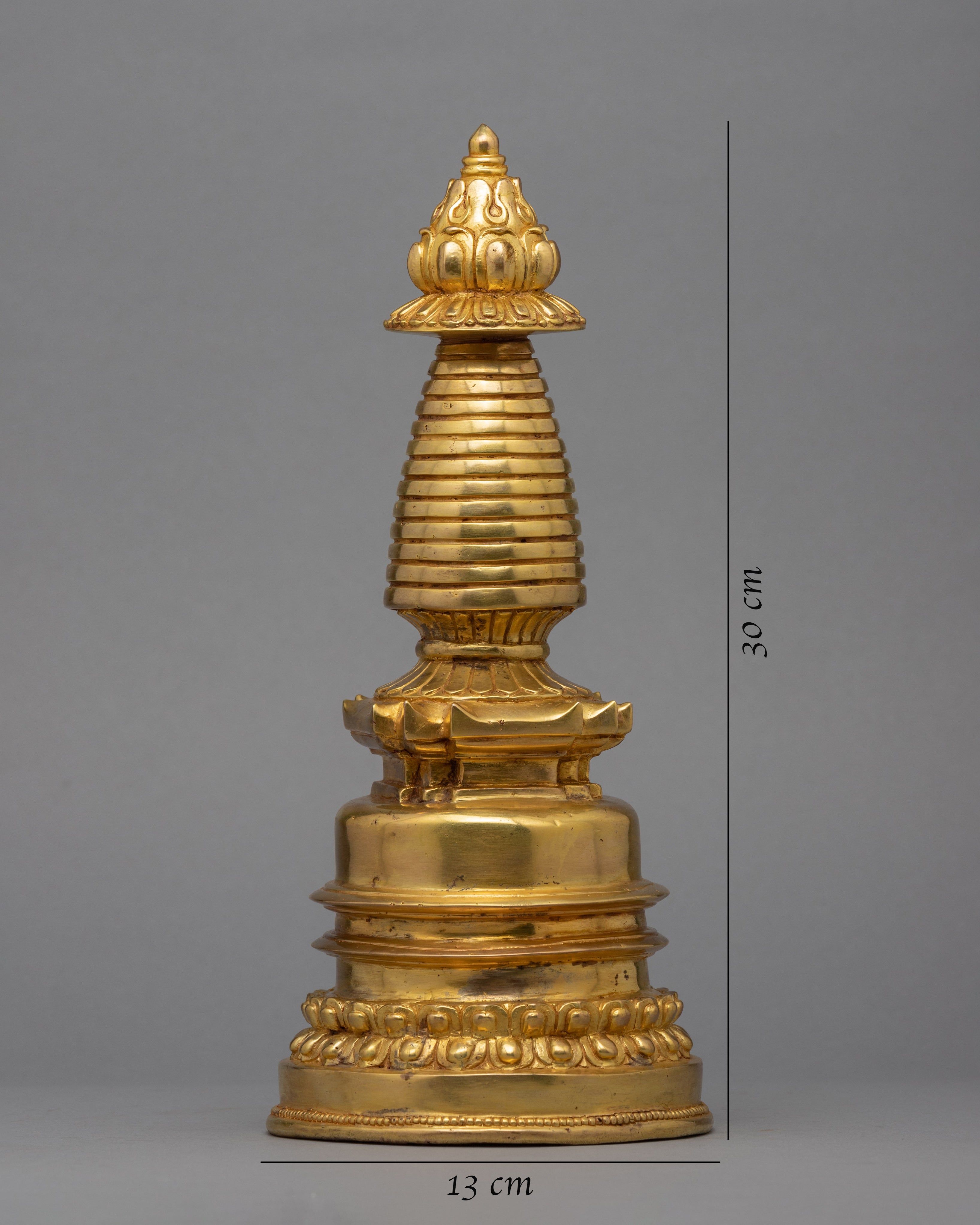 24K Gold Plated Stupa | Kadampa Style Stupa | Religious Decors
