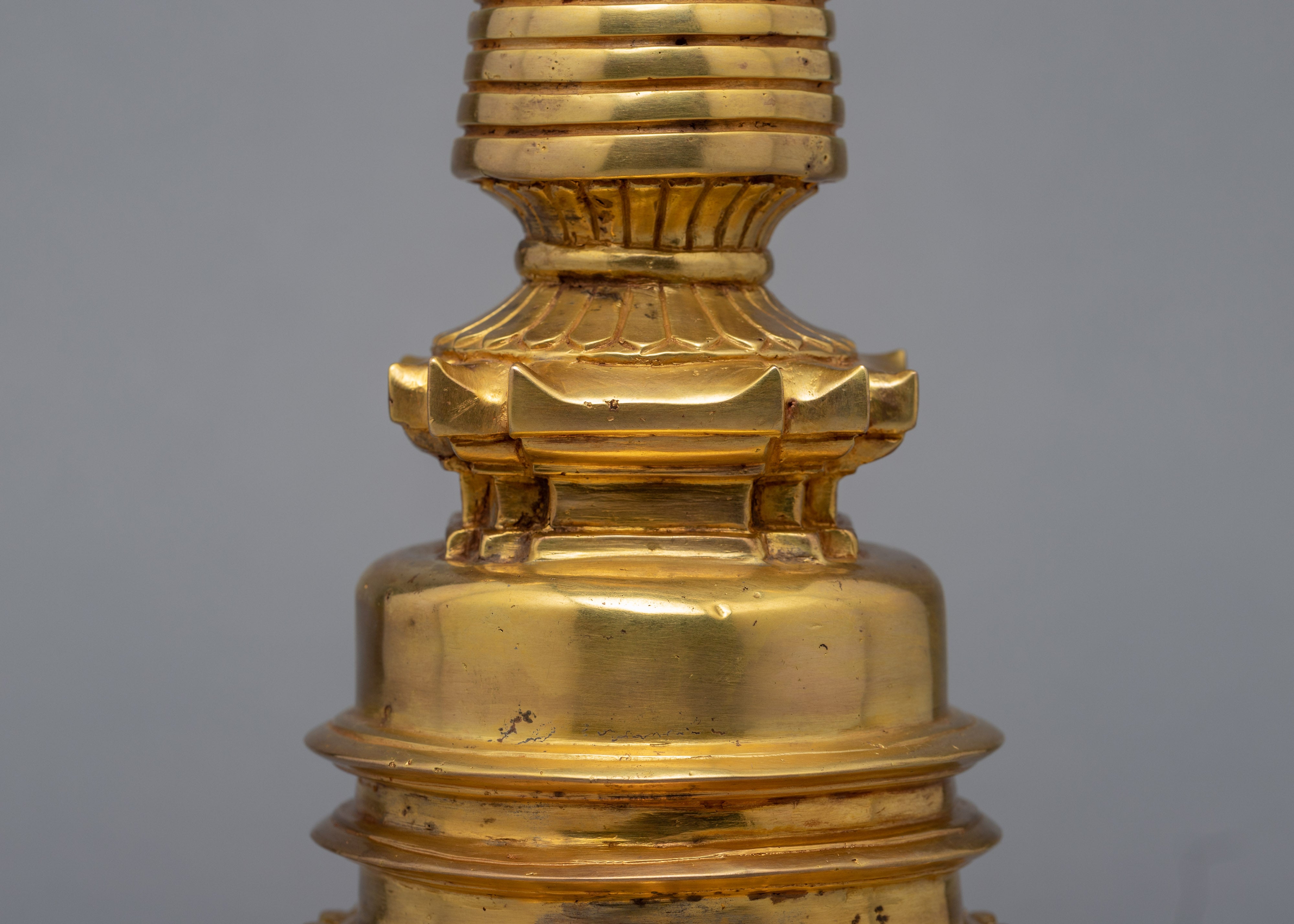 24K Gold Plated Stupa | Kadampa Style Stupa | Religious Decors